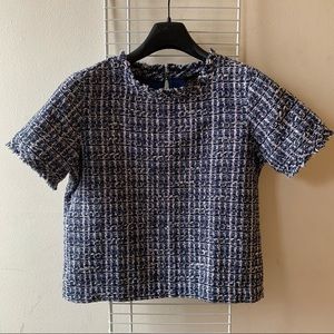 Ann Taylor Factory Tweed Top - Blue/Pink